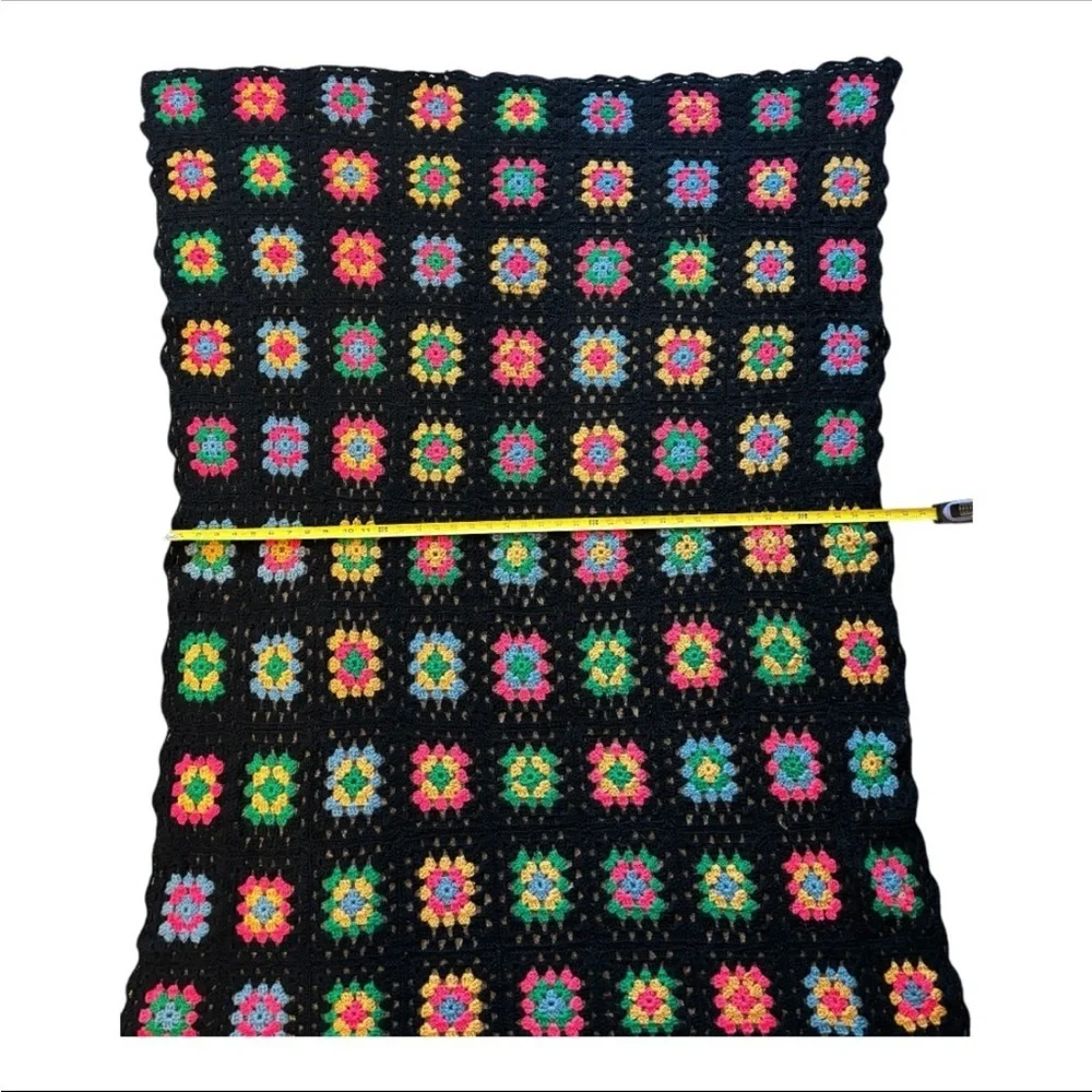 Vintage Handmade Granny Square Crochet Throw Blanket Afghan